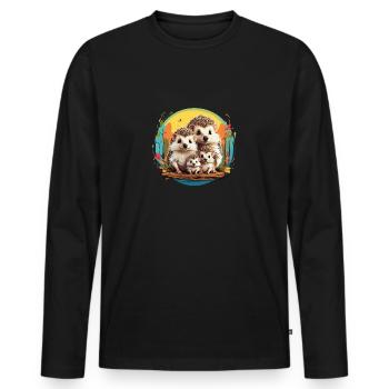 Liebenswerte kleine Igelfamilie Familienband - Männer Premium Bio Langarmshirt - Schwarz - Vorne - Nico (187cm)