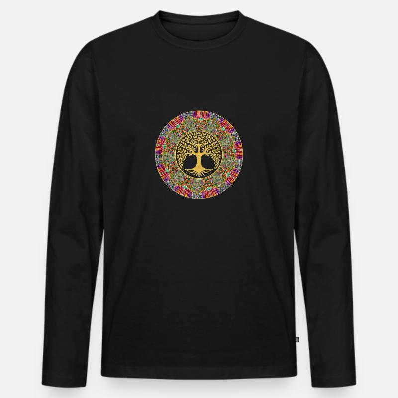 Baum Des Lebens - Mandala 1 - Männer Premium Bio Langarmshirt - Schwarz