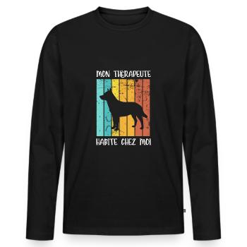 mon thérapeute habite chez moi - T-shirt manches longues Premium bio Homme - noir - Devant - Nico (187cm)
