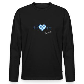 Bayern Herzschlag Herz für Bayern Oida Bavaria - Männer Premium Bio Langarmshirt - Schwarz - Vorne - Nico (187cm)