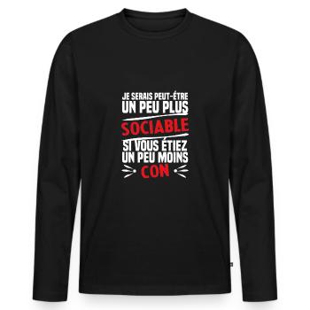 Ich wäre geselliger, wenn auch weniger dumm - Männer Premium Bio Langarmshirt - Schwarz - Vorne - Nico (187cm)