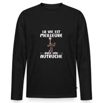 Ostriches Life is better with an Ostrich - Men's Premium Organic Long Sleeve Shirt - black - Front - Nico (187cm)