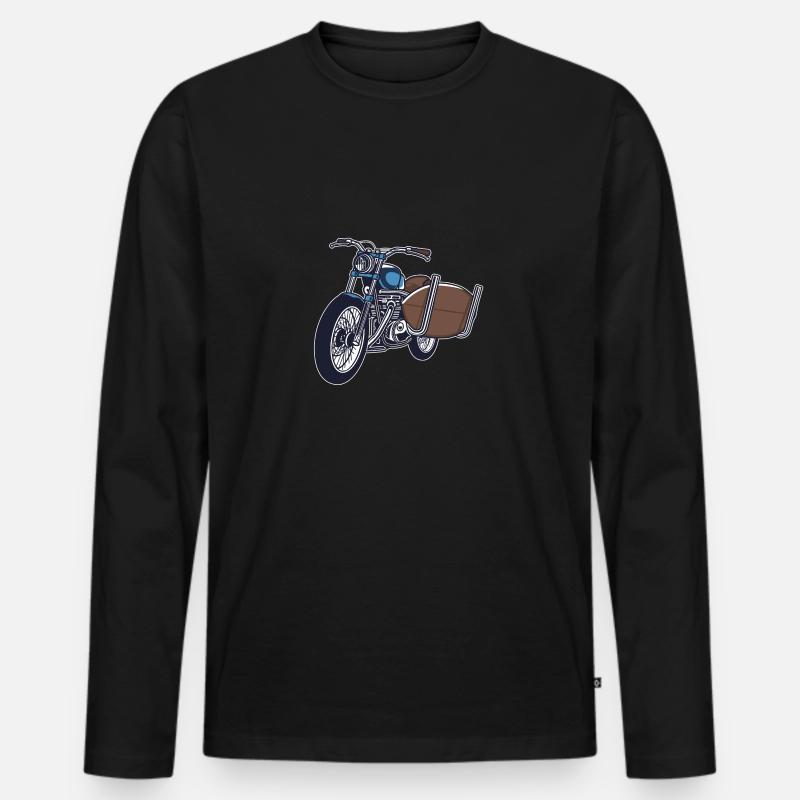 Motorrad mit Surfbrett - Männer Premium Bio Langarmshirt - Schwarz