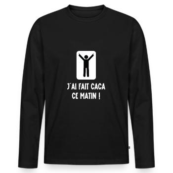 j'ai fait caca ce matin - T-shirt manches longues Premium bio Homme - noir - Devant - Nico (187cm)