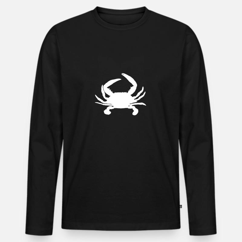 Krabbe Silhouette - Männer Premium Bio Langarmshirt - Schwarz