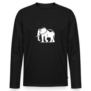 Large elephant silhouette with tusks - Men's Premium Organic Long Sleeve Shirt - black - Front - Nico (187cm)