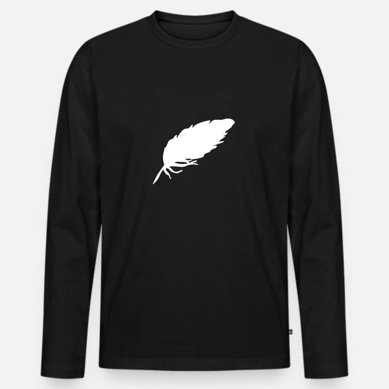 Feder - Männer Premium Bio Langarmshirt - Schwarz