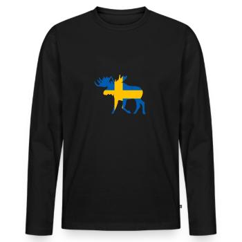 Moose Sweden Flag Scandinavia hunting hunting - Men's Premium Organic Long Sleeve Shirt - black - Front - Nico (187cm)