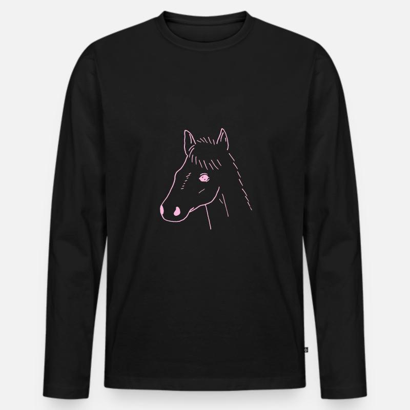 Pferd Zeichnung - Männer Premium Bio Langarmshirt - Schwarz