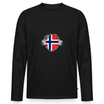 Norwegische Flagge Norwegen - Männer Premium Bio Langarmshirt - Schwarz - Vorne - Nico (187cm)