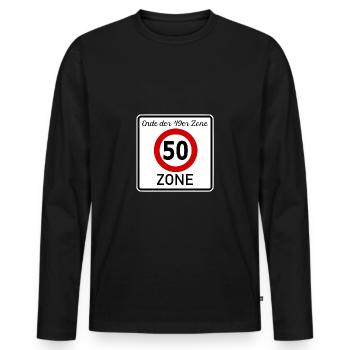 50.Geburtstag - 50er Zone - Männer Premium Bio Langarmshirt - Schwarz - Vorne - Nico (187cm)