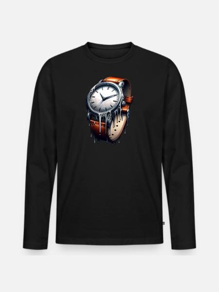 Elapsed Time – Dripping Wristwatch - Men's Premium Organic Long Sleeve Shirt - black