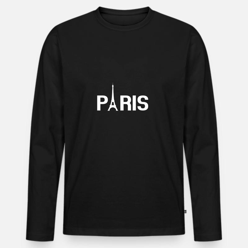 Paris - Männer Premium Bio Langarmshirt - Schwarz