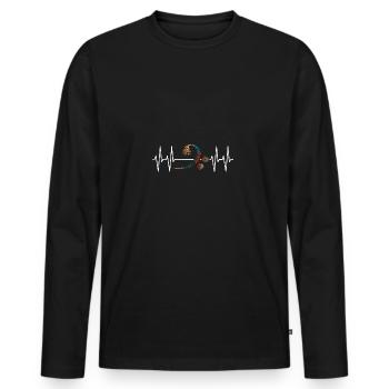 Touche de basse avec ligne de cœur - T-shirt manches longues Premium bio Homme - noir - Devant - Nico (187cm)
