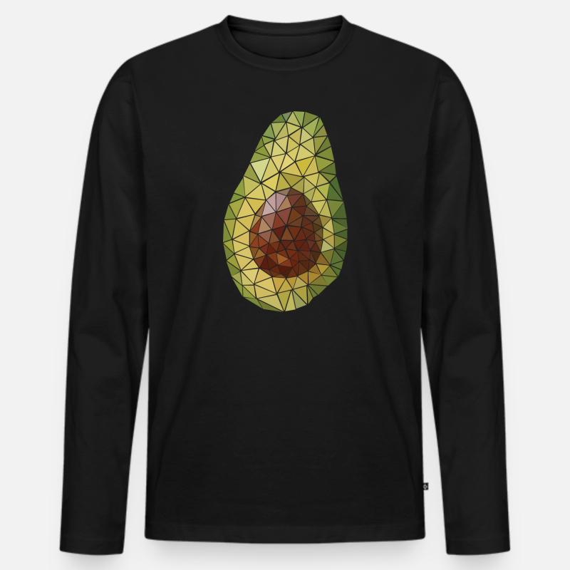 Avocado (Polygon Style) - Männer Premium Bio Langarmshirt - Schwarz