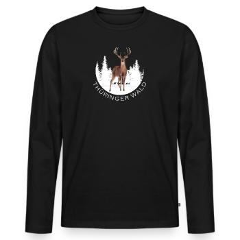 Thüringer Wald - Männer Premium Bio Langarmshirt - Schwarz - Vorne - Nico (187cm)