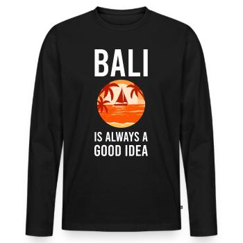 Bali - Männer Premium Bio Langarmshirt - Schwarz - Vorne - Nico (187cm)