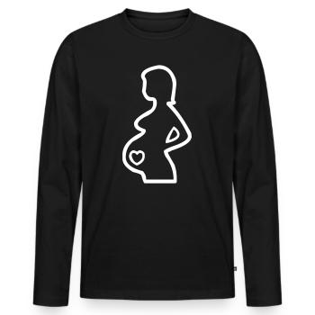 Schwanger Frau Bauch Herz - Männer Premium Bio Langarmshirt - Schwarz - Vorne - Nico (187cm)