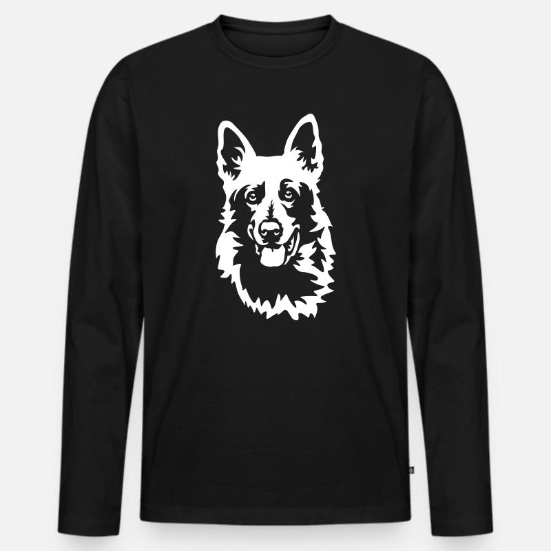 Schweizer Schäferhund Kopf "Black Edition" - Männer Premium Bio Langarmshirt - Schwarz