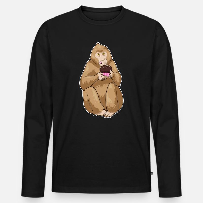 Affe Muffin - Männer Premium Bio Langarmshirt - Schwarz
