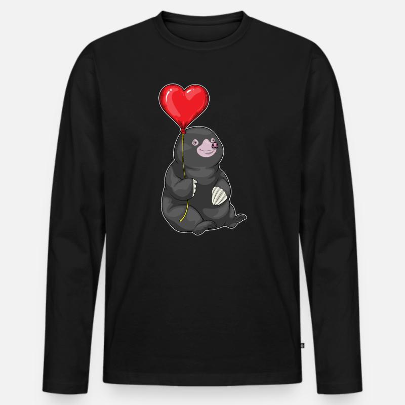Maulwurf Herz Luftballon - Männer Premium Bio Langarmshirt - Schwarz