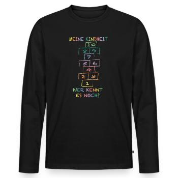 Meine Kindheit Himmel und Hölle wer kennt es noch - Männer Premium Bio Langarmshirt - Schwarz - Vorne - Nico (187cm)