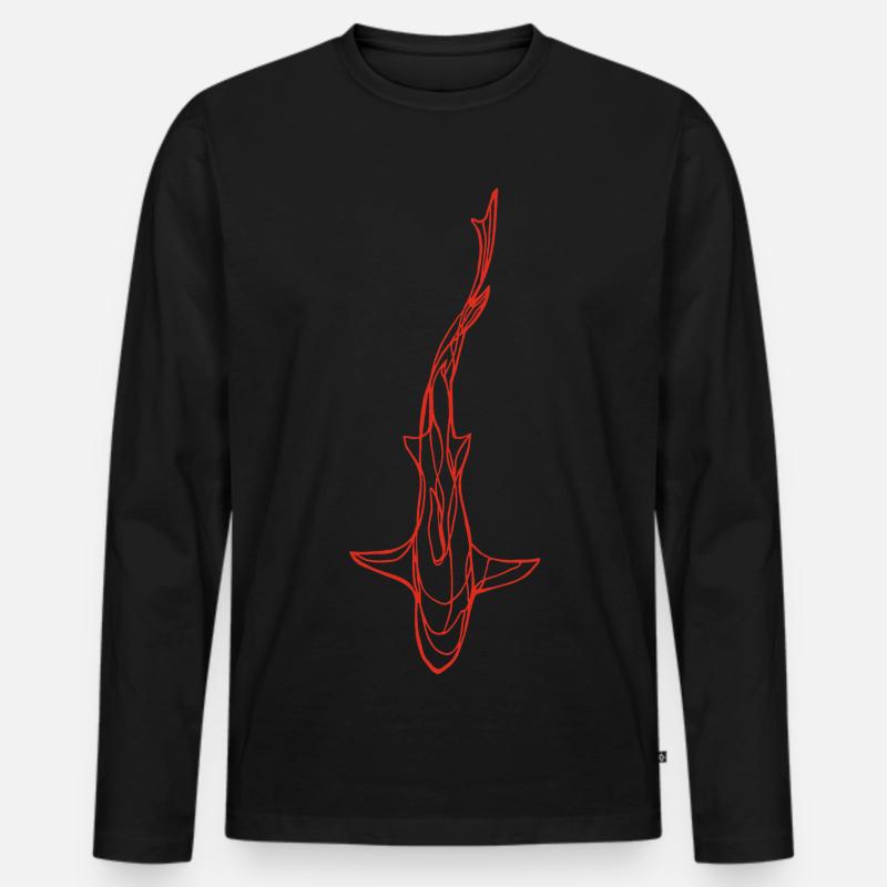 Roter Hai Silhouette - Männer Premium Bio Langarmshirt - Schwarz