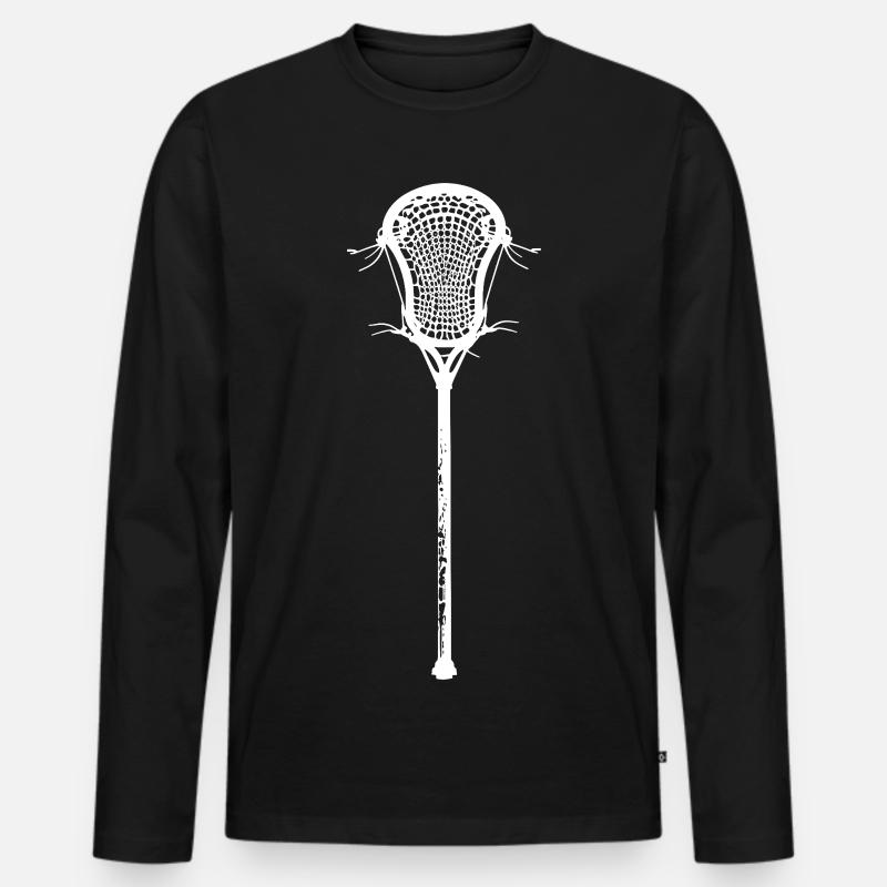 Lacrosseschläger Zeichnung - Männer Premium Bio Langarmshirt - Schwarz