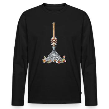 Autumn rake with tired eyes - Men's Premium Organic Long Sleeve Shirt - black - Front - Nico (187cm)