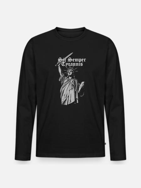 Sic Semper Tyrannis, Freiheitsstatue mit Schwert - Männer Premium Bio Langarmshirt - Schwarz