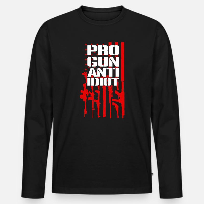 Pro-Waffen, Anti-Idiot - Männer Premium Bio Langarmshirt - Schwarz