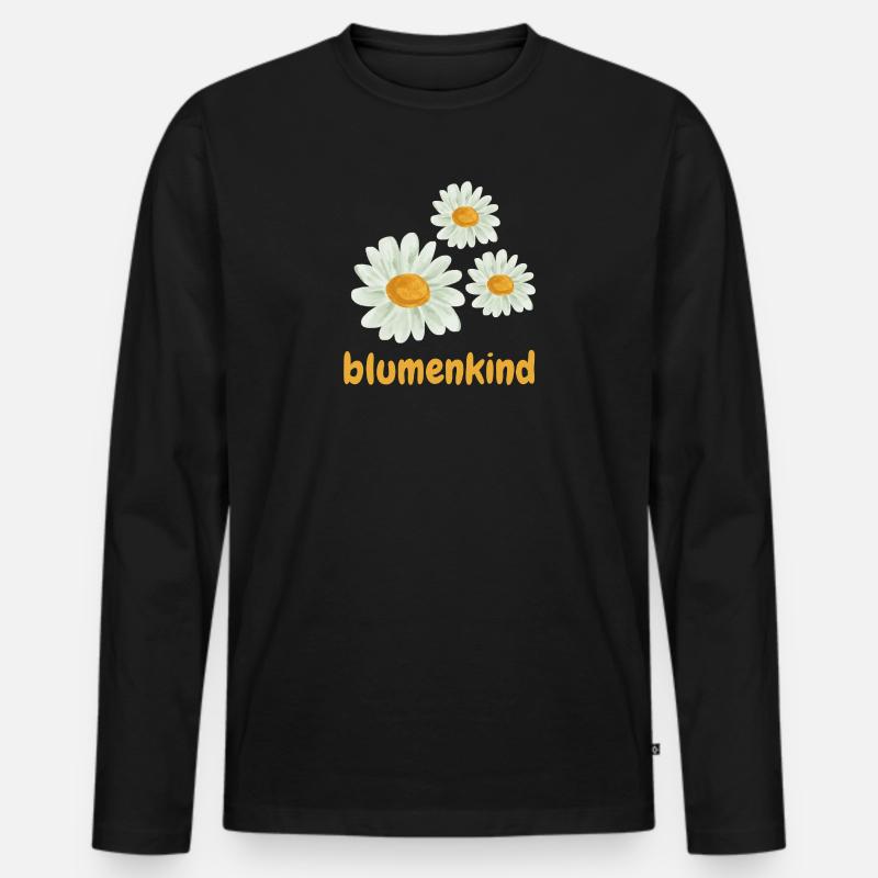 Blumenkind - Männer Premium Bio Langarmshirt - Schwarz