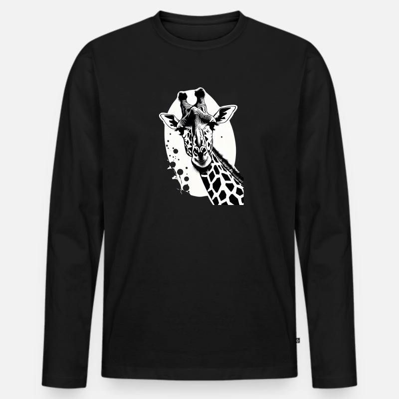 Giraffe im Tattoo Style - Männer Premium Bio Langarmshirt - Schwarz