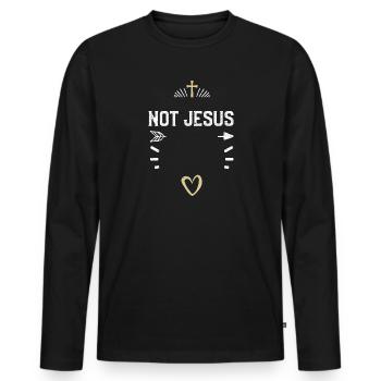 Ikke Jesus - Jesus - Premium økologisk langermet T-skjorte for menn - svart - Foran - Nico (187cm)