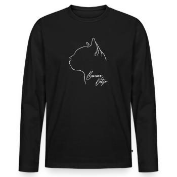 Burma Katze Profil Katzen Katze Wilsigns - Männer Premium Bio Langarmshirt - Schwarz - Vorne - Nico (187cm)