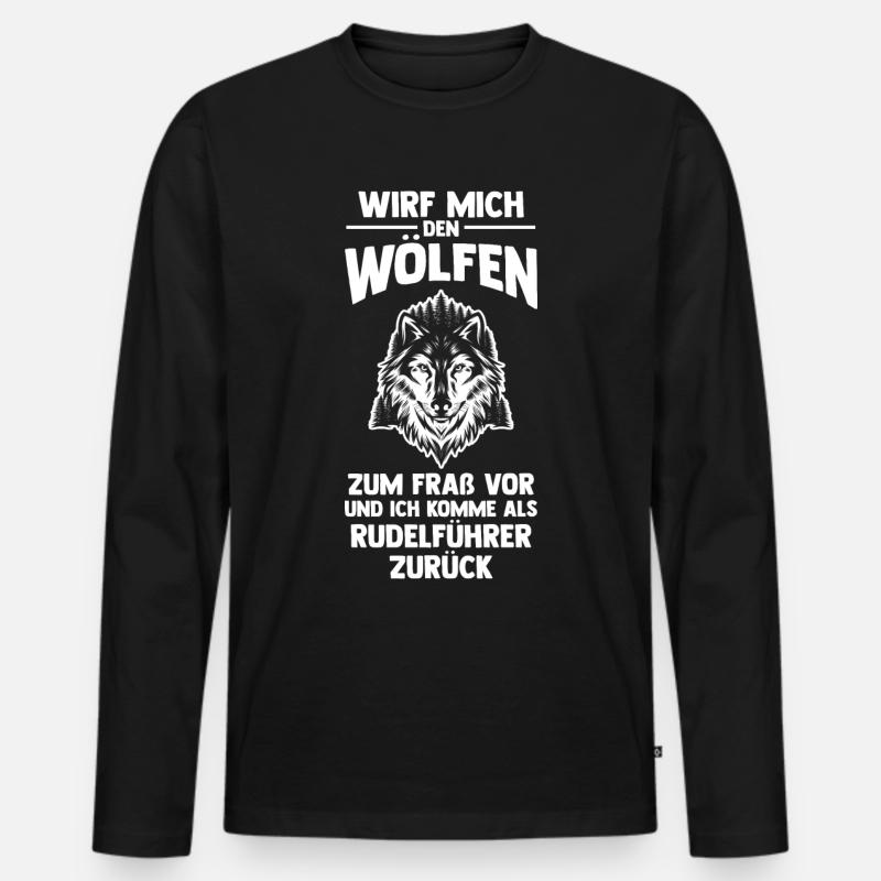 Tier Waldtier Wolf - Männer Premium Bio Langarmshirt - Schwarz