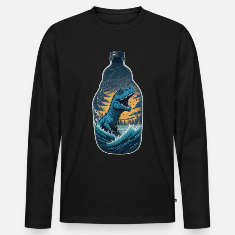 T Rex Dinosaurier Flasche - Männer Premium Bio Langarmshirt - Schwarz