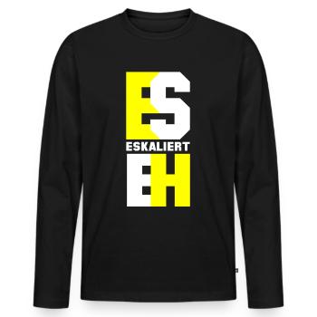 Es eskaliert eh - Männer Premium Bio Langarmshirt - Schwarz - Vorne - Nico (187cm)