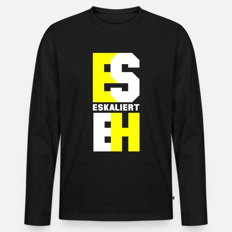 Es eskaliert eh - Männer Premium Bio Langarmshirt - Schwarz