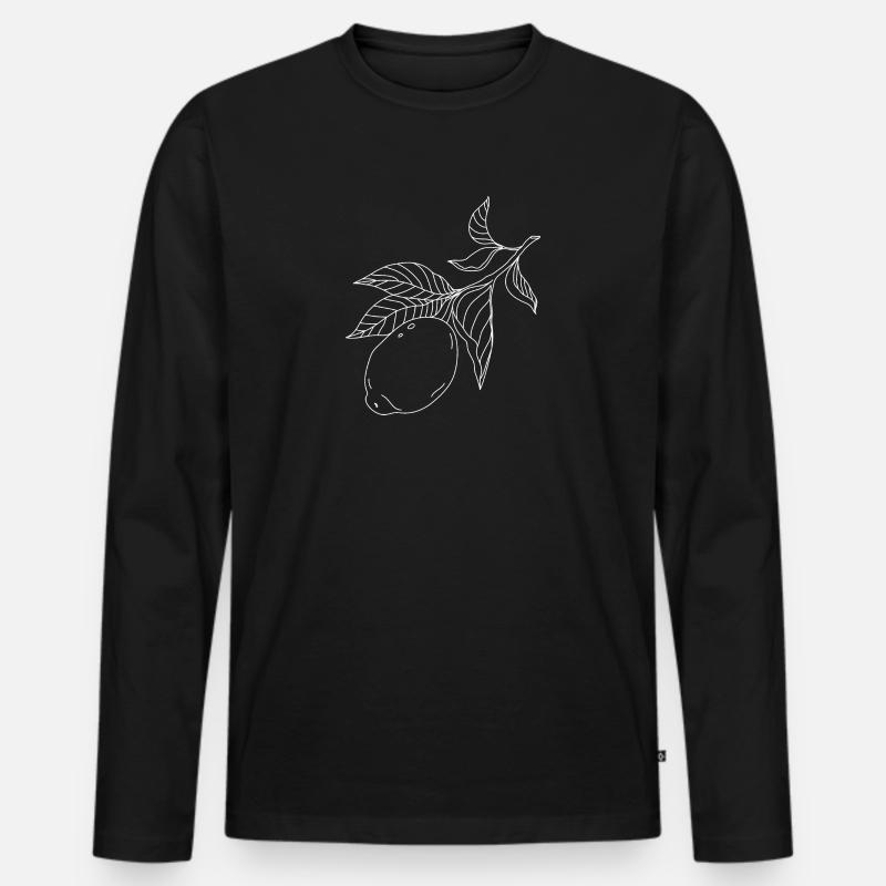 Zitrone am Zweig - Männer Premium Bio Langarmshirt - Schwarz