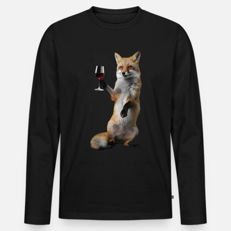 Fuchs Wein - Männer Premium Bio Langarmshirt - Schwarz