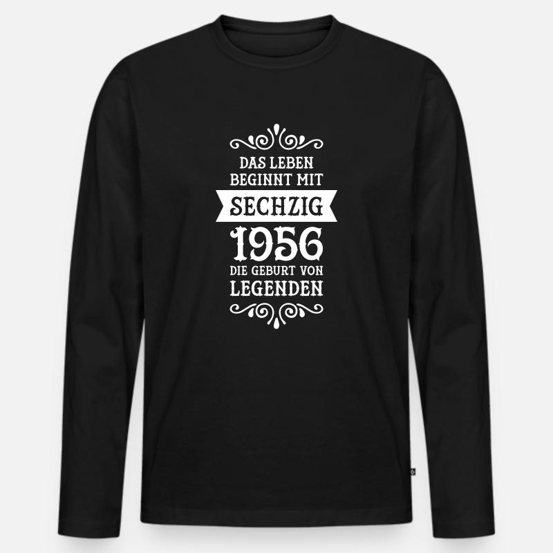 Das Leben Beginnt Mit Sechzig... - Männer Premium Bio Langarmshirt - Schwarz