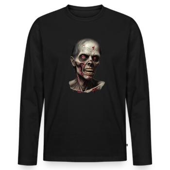 Zombie Sanglant Horreur Mort-vivant Halloween Apocalypse - T-shirt manches longues Premium bio Homme - noir - Devant - Nico (187cm)