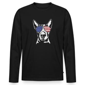 BULL TERRIER America Flag Dogs Wilsigns - Men's Premium Organic Long Sleeve Shirt - black - Front - Nico (187cm)