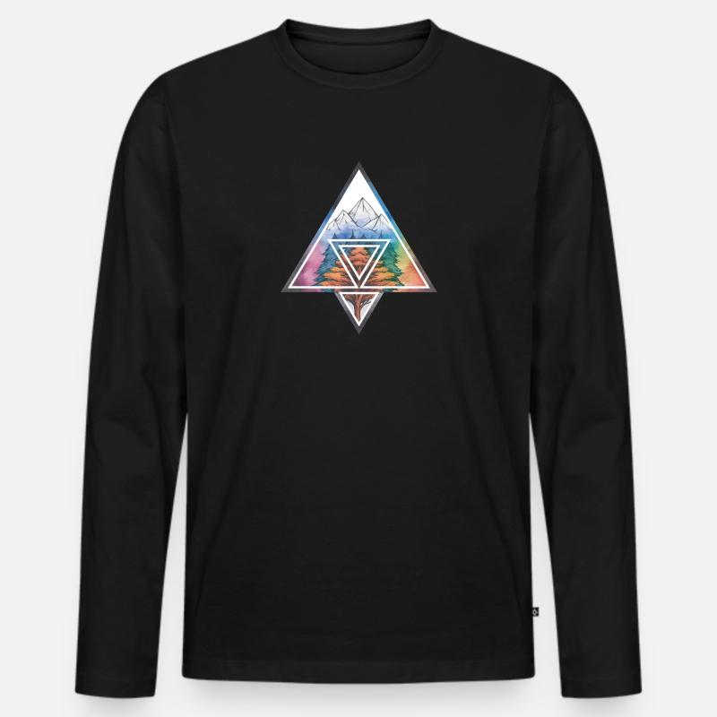 Die Kunst der Dreiecke - Männer Premium Bio Langarmshirt - Schwarz