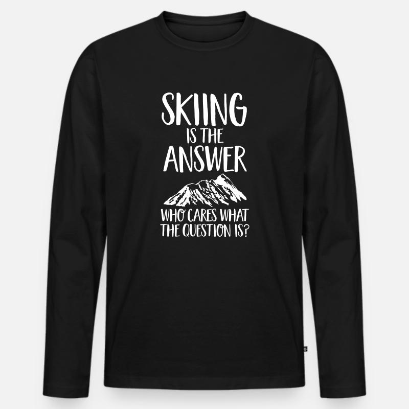 Skiing Is The Answer - Männer Premium Bio Langarmshirt - Schwarz