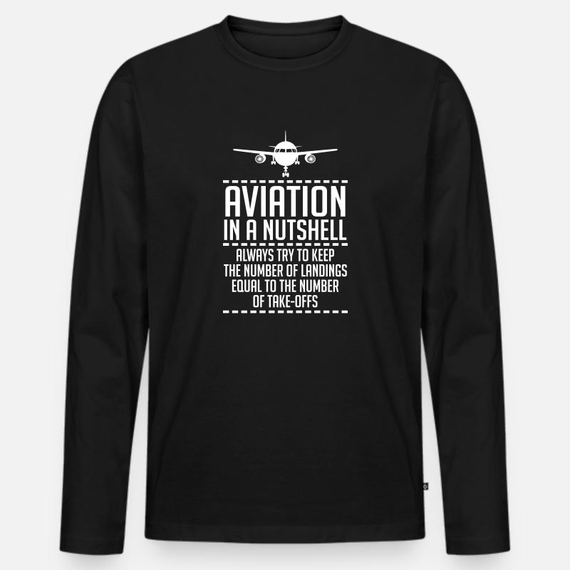 Aviation in a Nutshell - Männer Premium Bio Langarmshirt - Schwarz