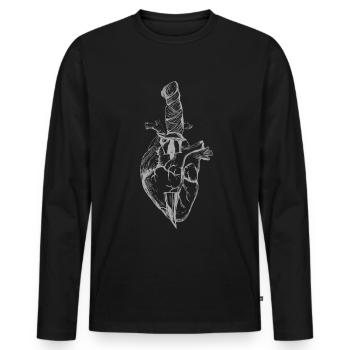 Herz und Dolch | Rock, Metal, Tattoo, Konzert - Männer Premium Bio Langarmshirt - Schwarz - Vorne - Nico (187cm)