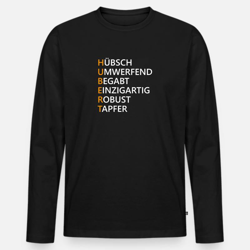 Hubert Name Geschenk - Männer Premium Bio Langarmshirt - Schwarz
