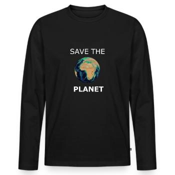 save the Planet - Männer Premium Bio Langarmshirt - Schwarz - Vorne - Nico (187cm)